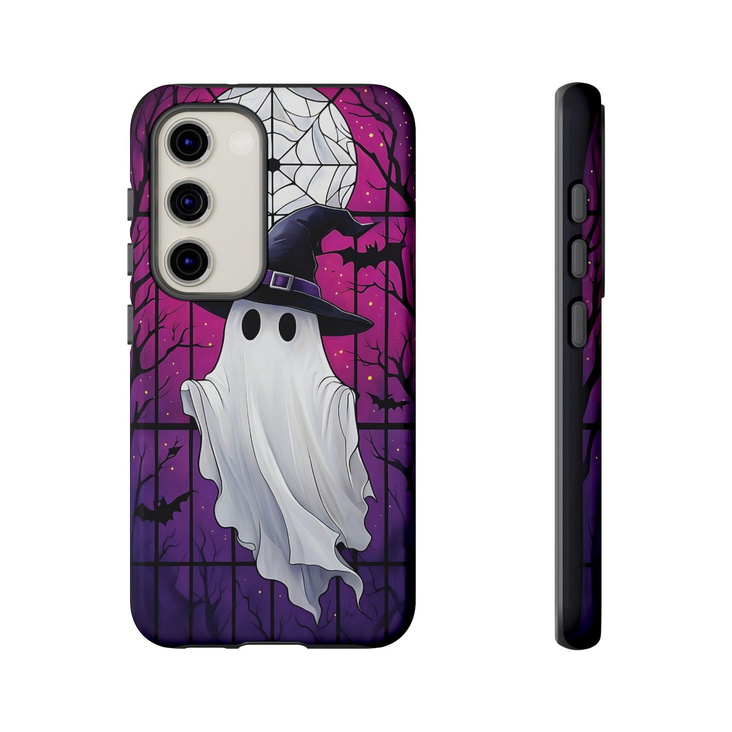 Stylized Halloween Illustration of a Ghost in Stained Glass  phone case design.