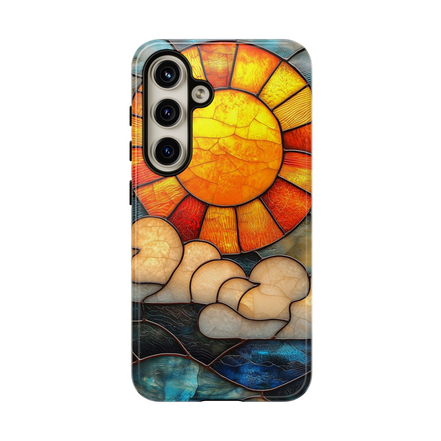 Modern Stained Glass Phone Case – Warm Tones & Abstract Landscape for iPhone, Samsung & Pixel