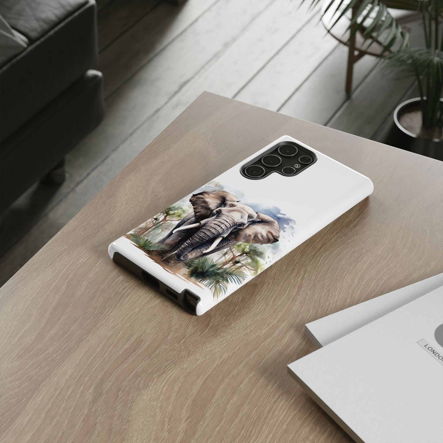 Majestic Watercolor Elephant Mobile Cover – Artistic Wildlife Design