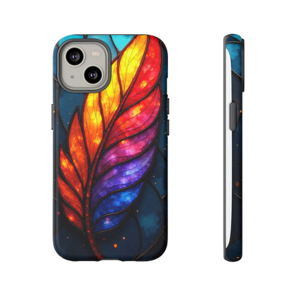 Vivid Feather: Stained Glass Abstract Art