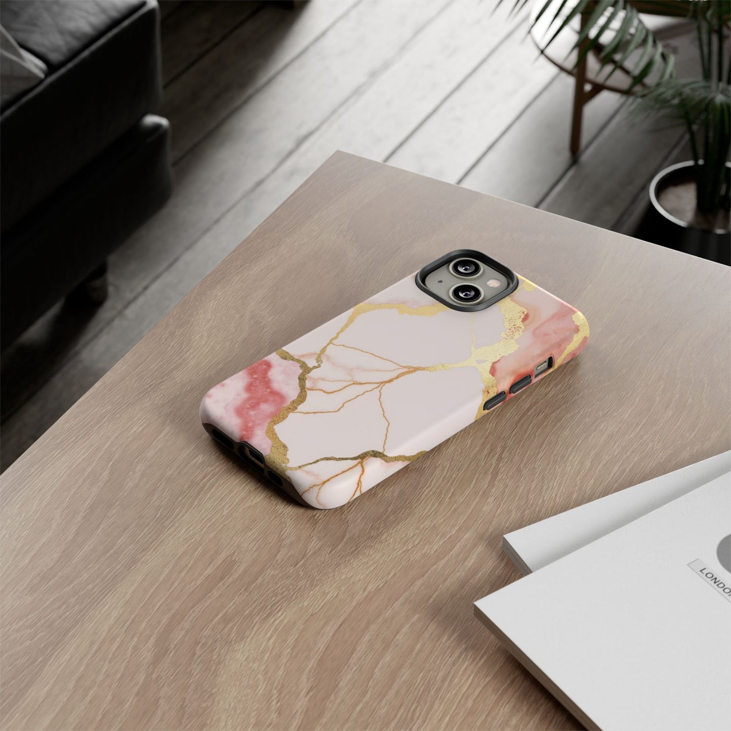 Beautiful Pink Minimal Marble Case Design