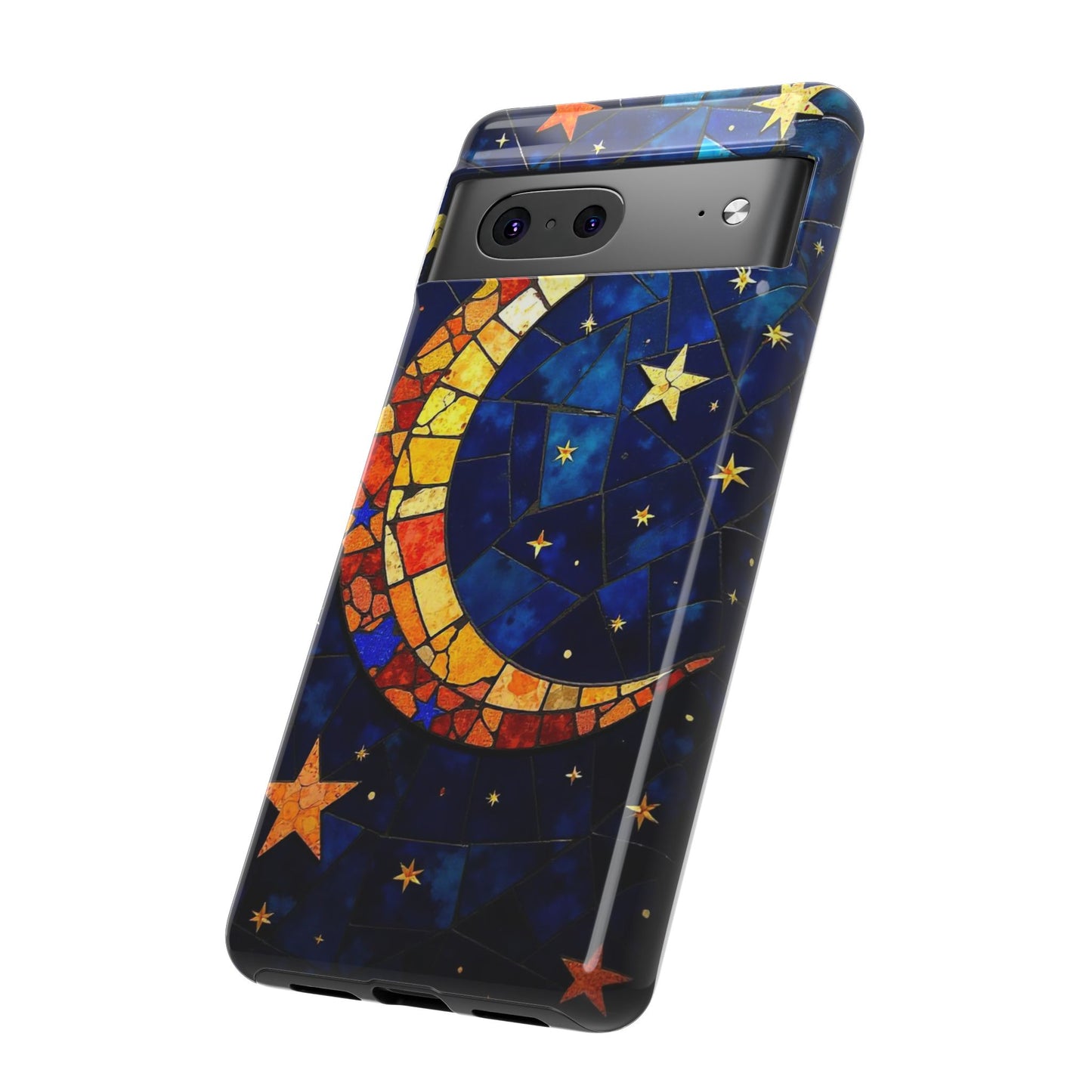 Celestial Crescent: Vibrant Moon and Stars Phone Case
