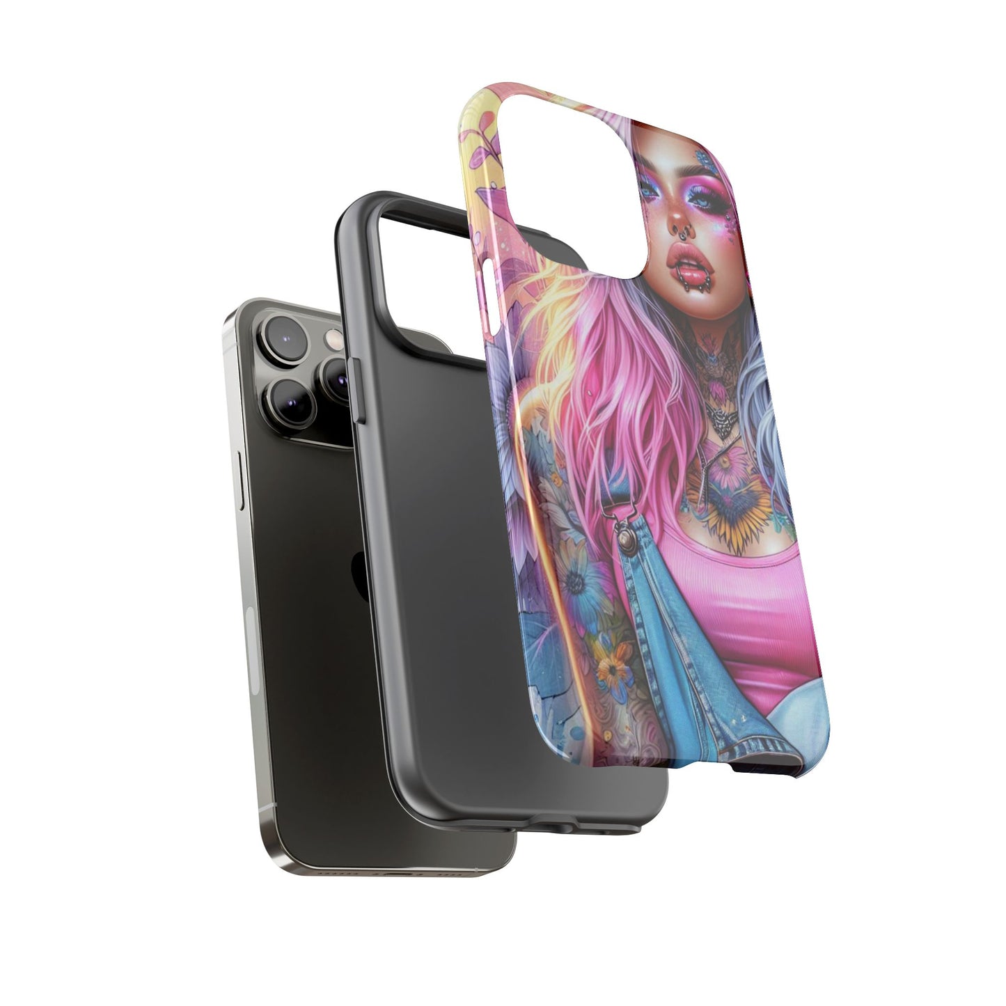 Sunset Glow – Pastel Punk & Floral Ink Mobile Cover