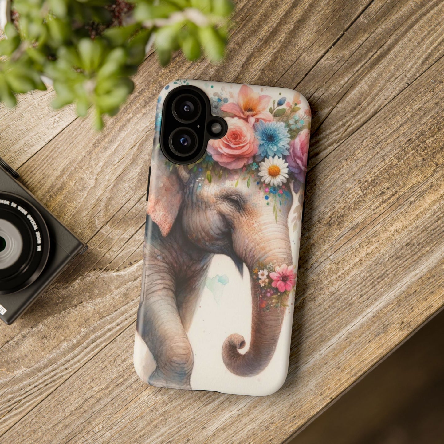Joyful Floral Elephant Mobile Cover – Whimsical Watercolor Art
