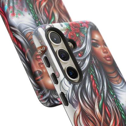 Festive Boho Queen – Holiday Glow & Candy Cane Braids Mobile Cover