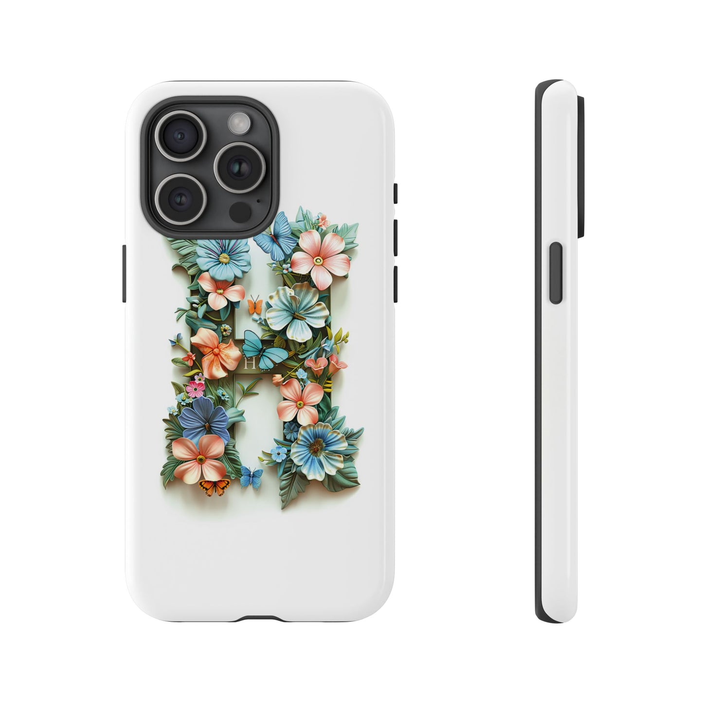 Floral Letter H Phone Case – Personalized Aesthetic Cover for iPhone, Samsung & Google Pixel
