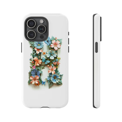 Floral Letter H Phone Case – Personalized Aesthetic Cover for iPhone, Samsung & Google Pixel