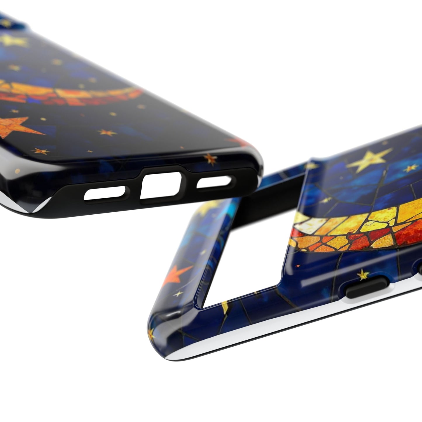 Celestial Crescent: Vibrant Moon and Stars Phone Case