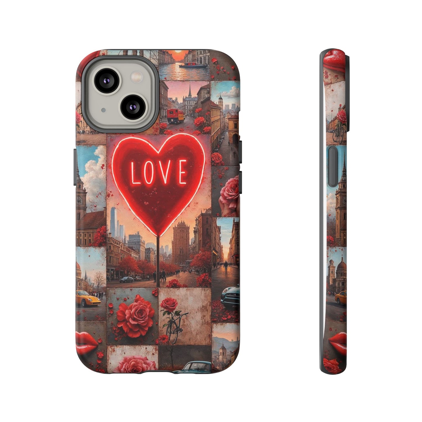 Neon Love Heart & Rose Phone Case