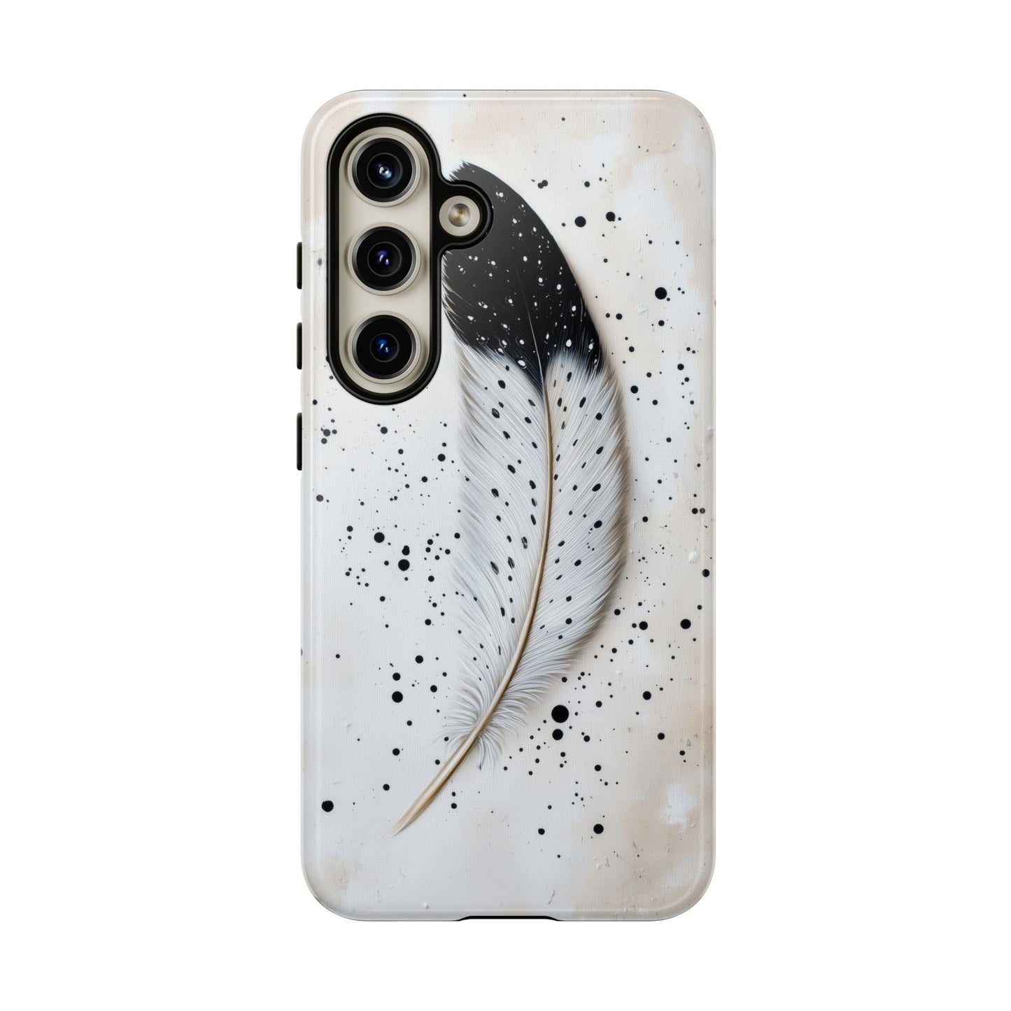 Elegant Owl Feather Phone Case – Black & White for iPhone, Samsung & Google Pixel