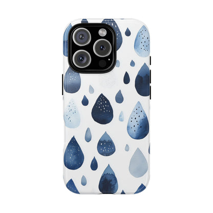 Indigo Rain Drops Watercolor Phone Case for iPhone, google Pixel & Samsung