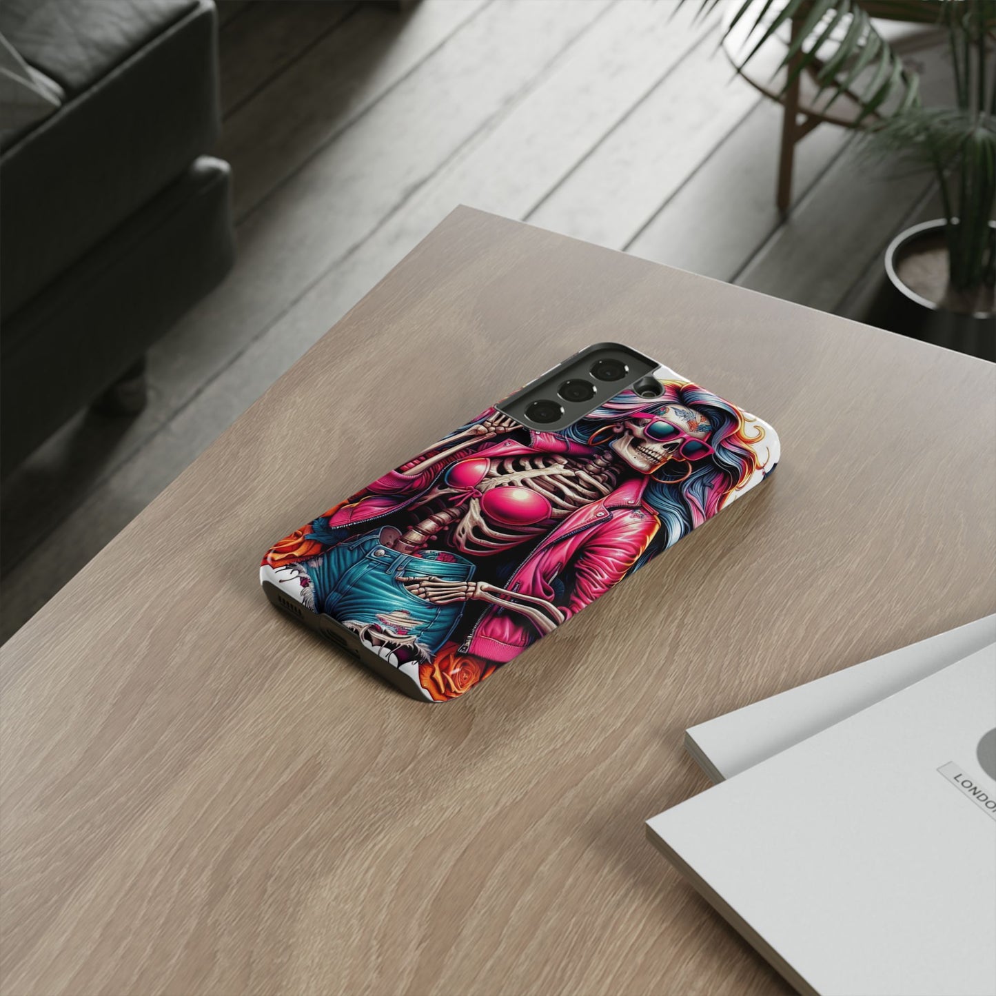 Neon Bones – Retro Skeleton & Vibrant Punk Aesthetic Mobile Cover