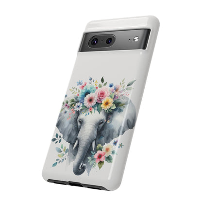 Floral Crown Elephant Mobile Cover – Elegant Watercolor Art