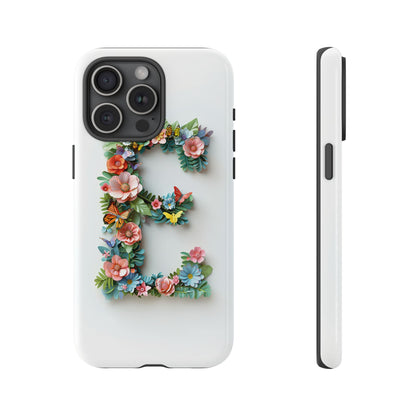 Floral Letter E Phone Case – Personalized Aesthetic Cover for iPhone, Samsung & Google Pixel