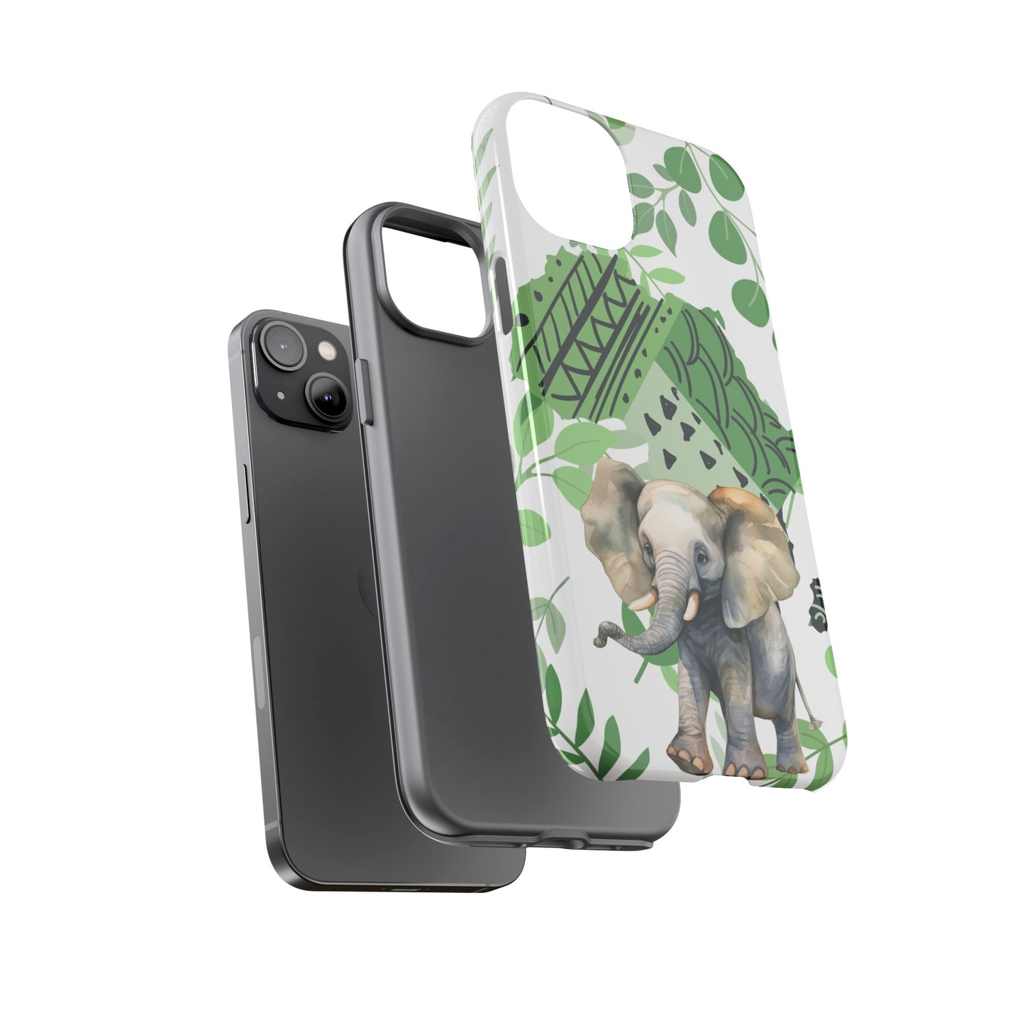 Playful Baby Elephant Mobile Cover – Tropical Boho Art
