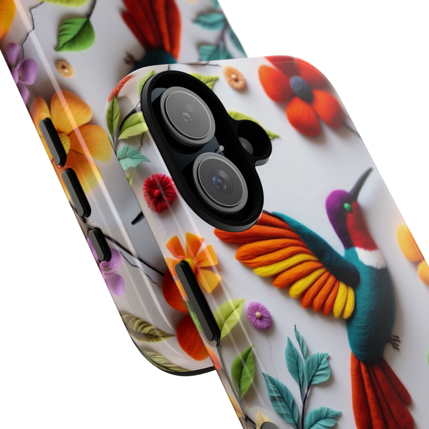 Embroidered Hummingbird with Floral Design | Nature's Elegant Stitch | iPhone 16 Pro