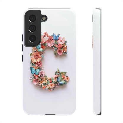 Floral Letter C Phone Case – Personalized Aesthetic Cover for iPhone, Samsung & Google Pixel