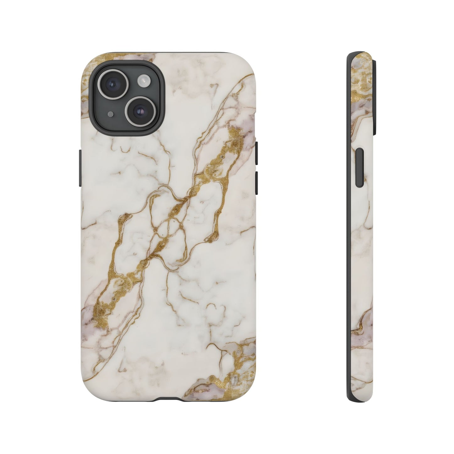 Elegant White and Gold Marble Case Design
