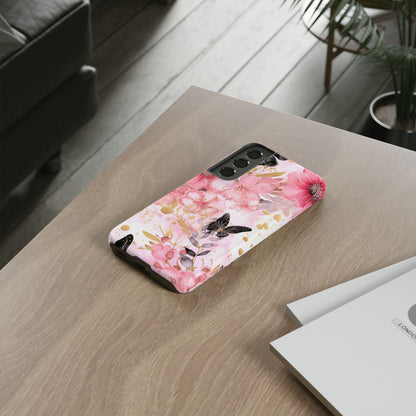 Pink Blossom & Gold Butterfly Mobile Case