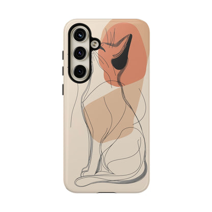 Graceful Cat Outline: Abstract Whiskered Beauty Phone Case for iPhone, Samsung & Pixel