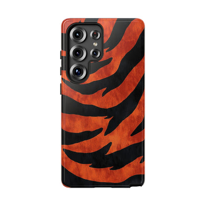 Fiery Orange & Black Tiger Stripes Phone Case for iPhone, Samsung & Google Pixel