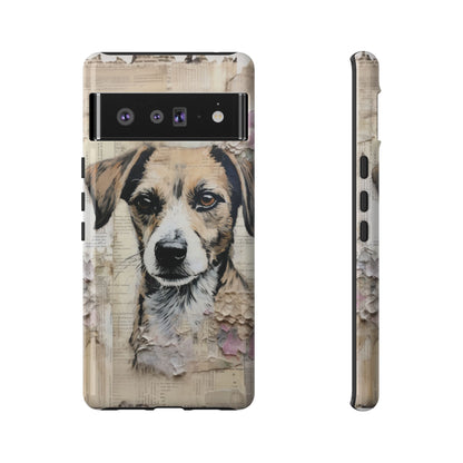 Vintage Collage Dog Portrait Mobile Cover – Artistic Mixed Media Design