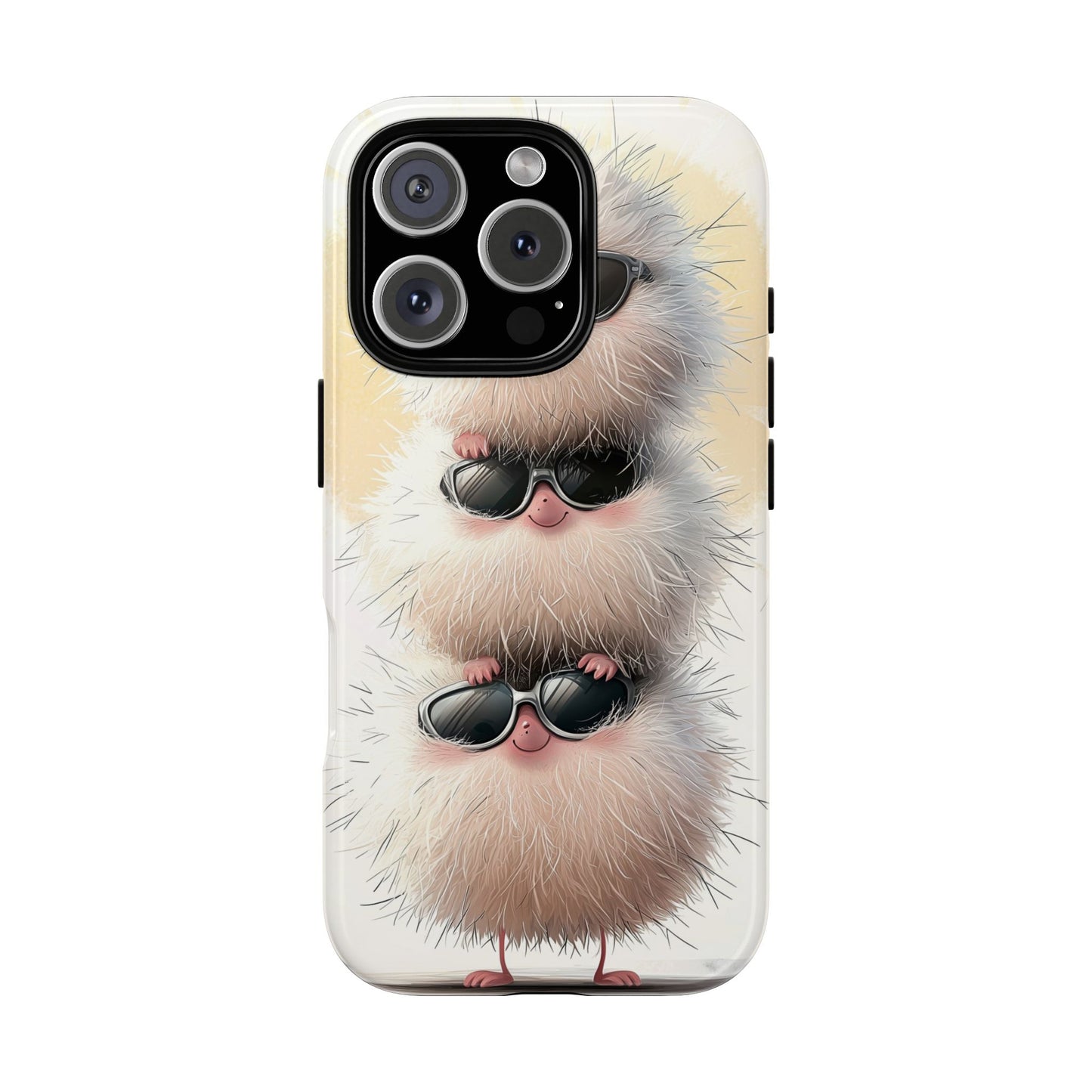 Fluffy Stack Anime Phone Case – Cute Furry Creatures with Sunglasses, Kawaii Aesthetic Design for iPhone, Samsung & Google Pixel