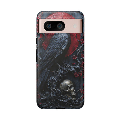Gothic Sculpture Of Raven On Charcoal Tree Branch phone case design