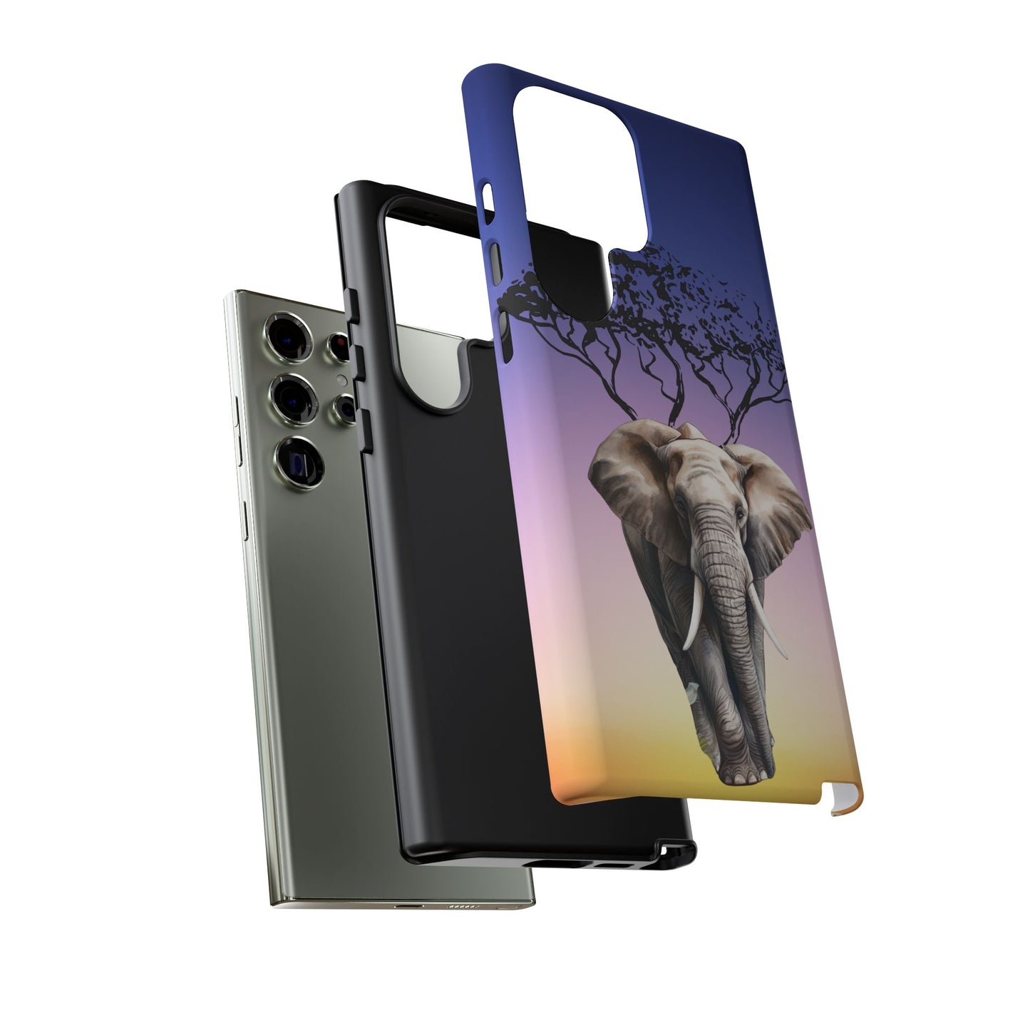 Surreal Elephant Tree Mobile Cover – Dreamy Sunset Fantasy