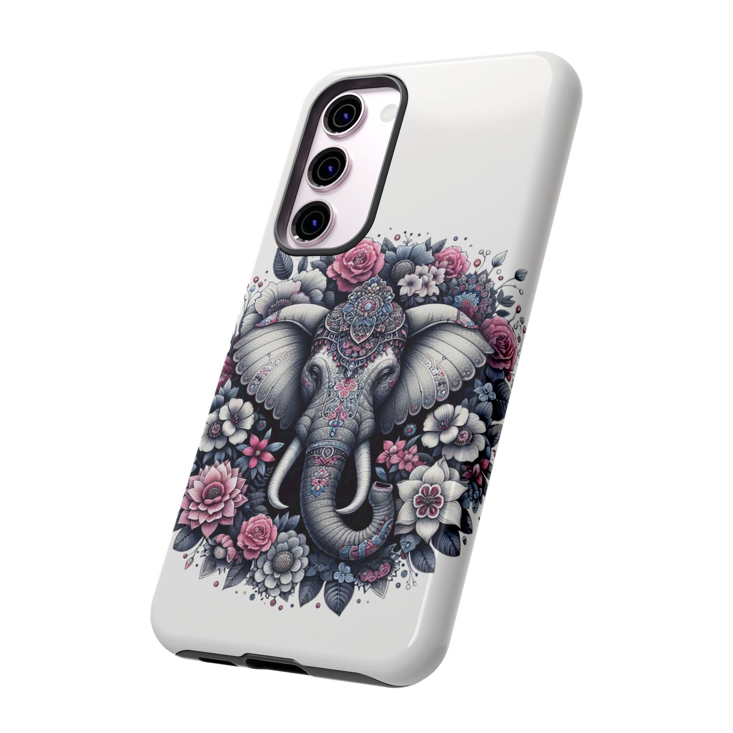 Ornate Floral Elephant Mobile Cover – Elegant Bohemian Art