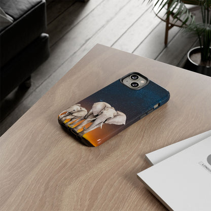 Starry Safari Elephant Family Mobile Cover – Cosmic Wildlife Aesthetic