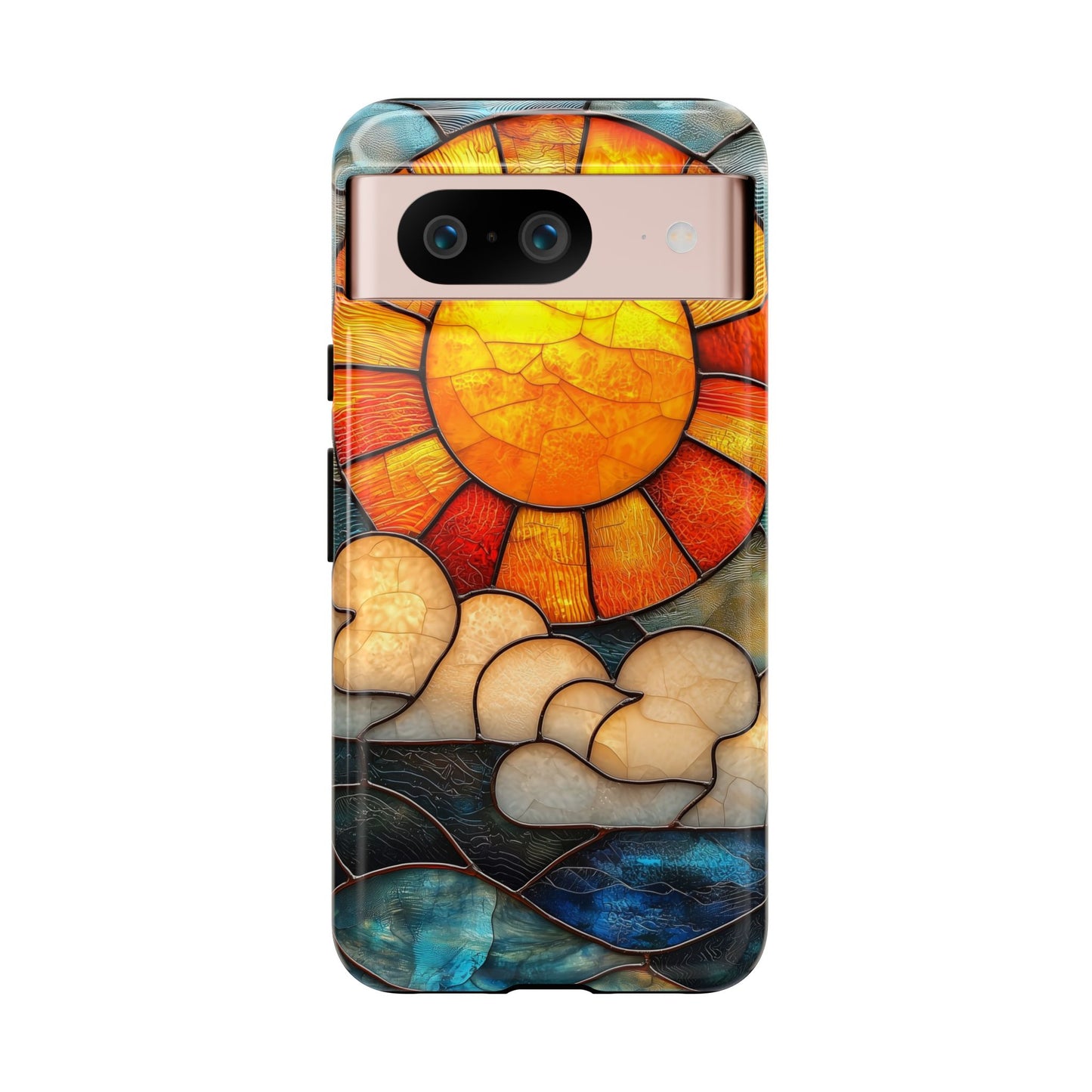 Modern Stained Glass Phone Case – Warm Tones & Abstract Landscape for iPhone, Samsung & Pixel