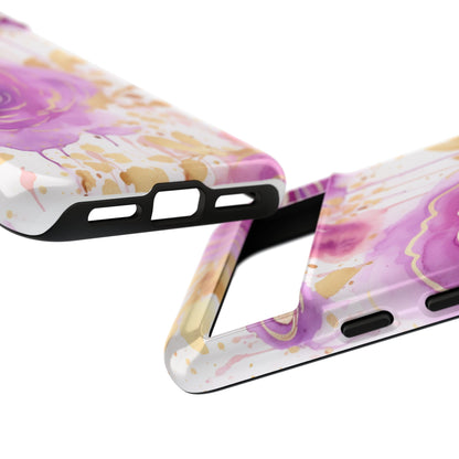 Elegant Purple-Gold Watercolor Rose Mobile Case