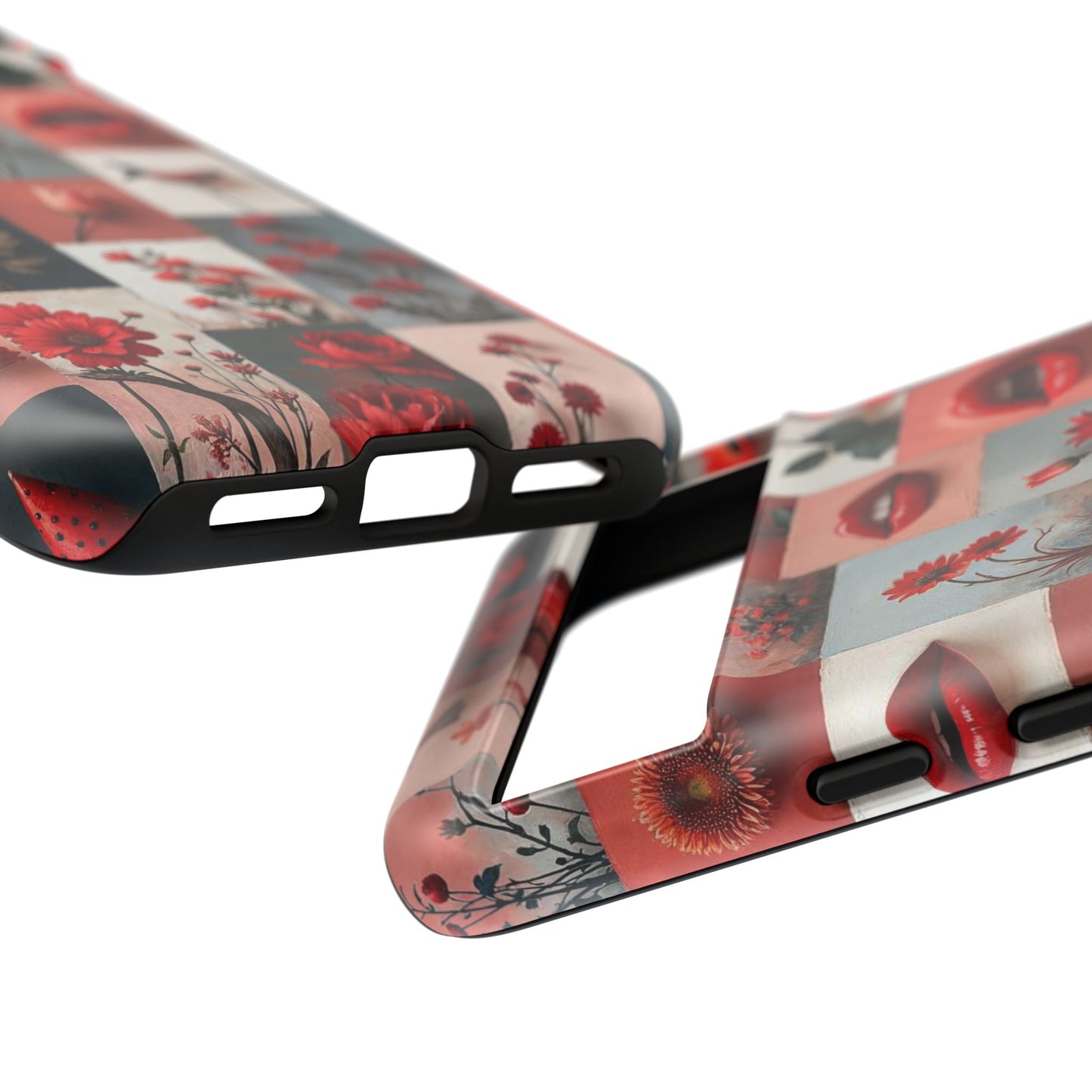 Red Flowers & Lips Collage Phone Case