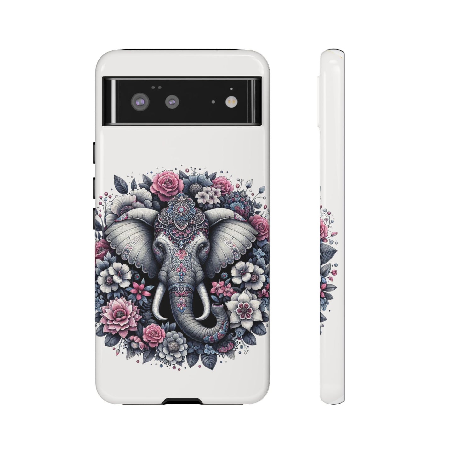 Ornate Floral Elephant Mobile Cover – Elegant Bohemian Art