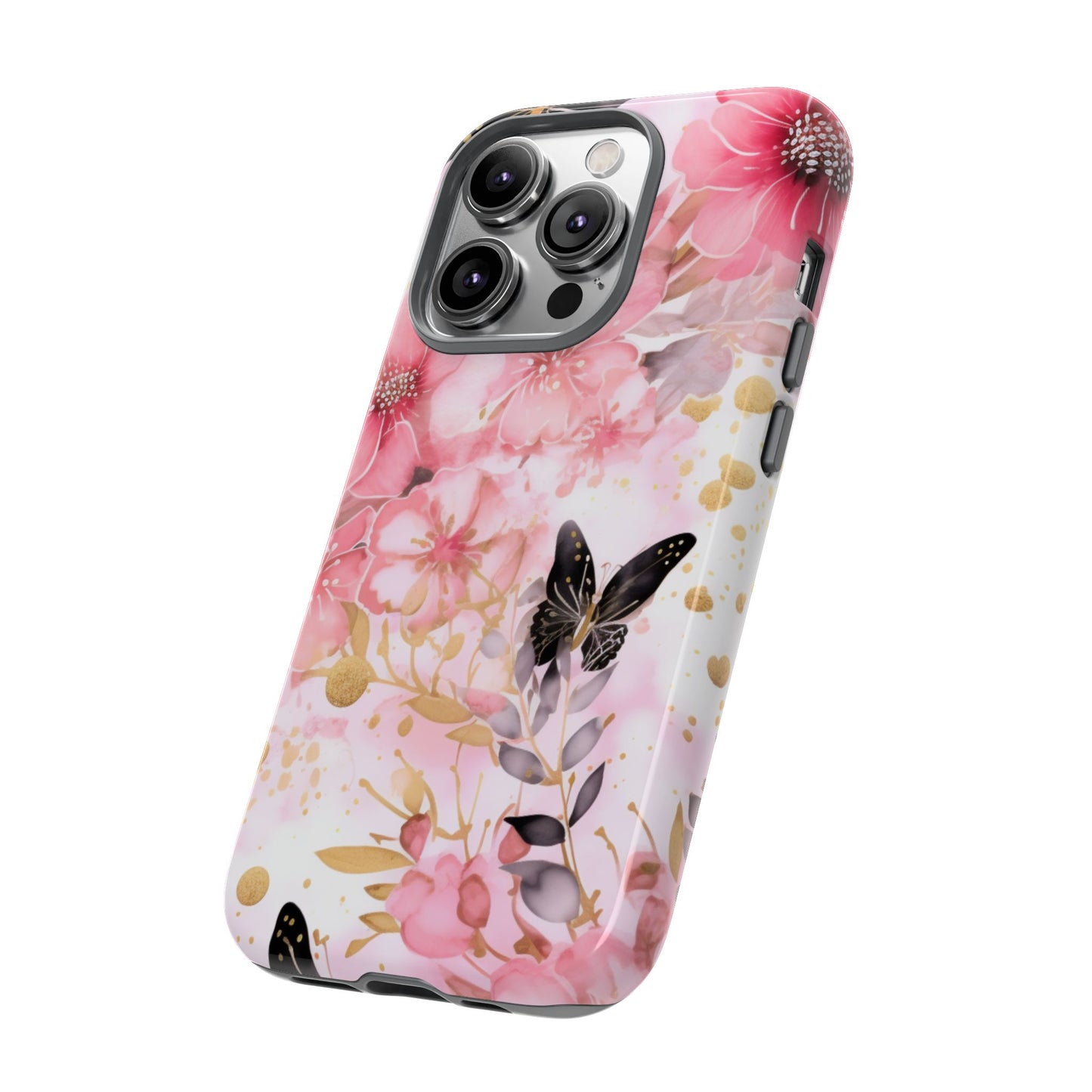 Pink Blossom & Gold Butterfly Mobile Case