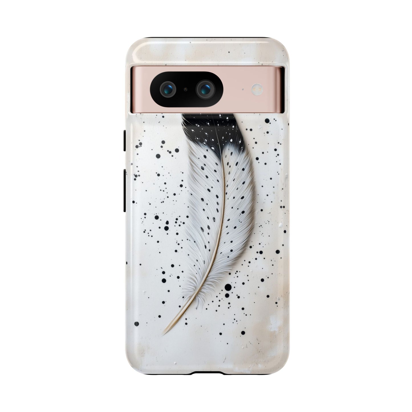 Elegant Owl Feather Phone Case – Black & White for iPhone, Samsung & Google Pixel