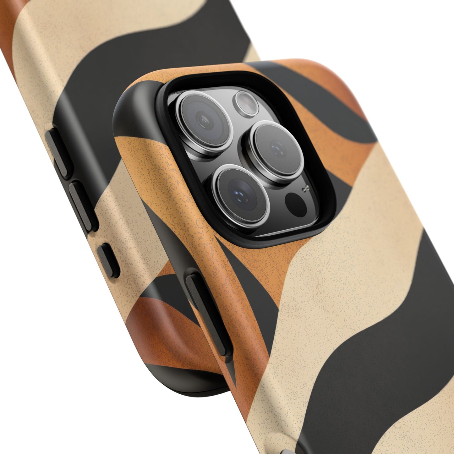 Bold Tiger Stripes Phone Case – Black, Orange & Cream Perfect for iPhone, Samsung & Google Pixel