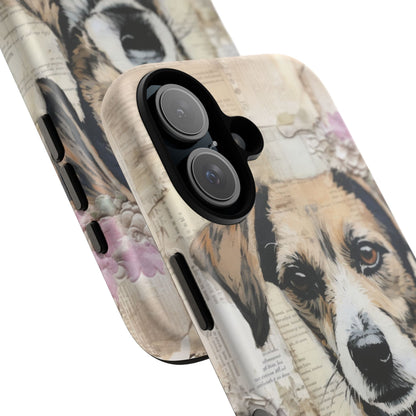Vintage Collage Dog Portrait Mobile Cover – Artistic Mixed Media Design
