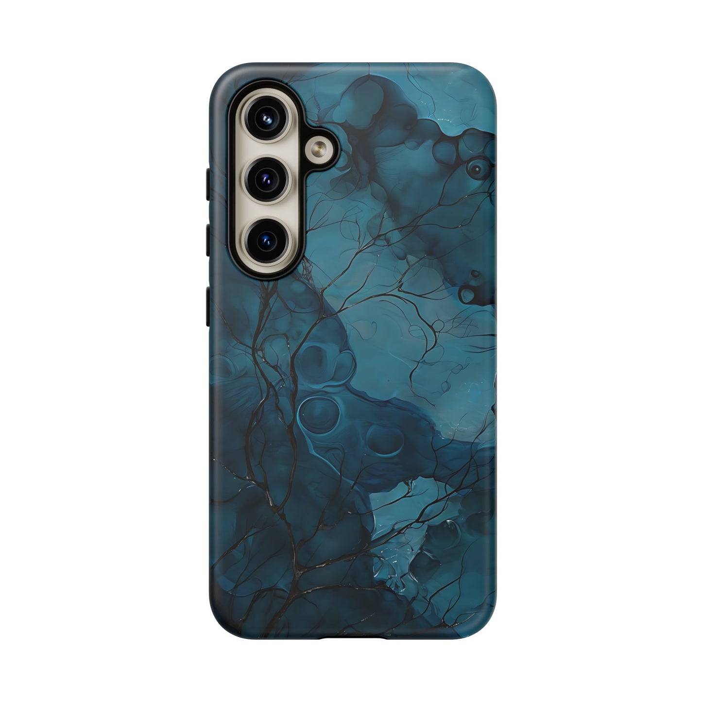 Surreal Abstract Digital Art With Deep Teal And Navy Hues phone case design