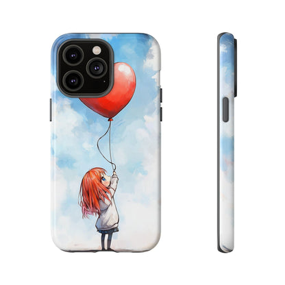 Anime Girl with Heart Balloon Phone Case – Cute & Inspirational Design for iPhone, Google Pixel & Samsung