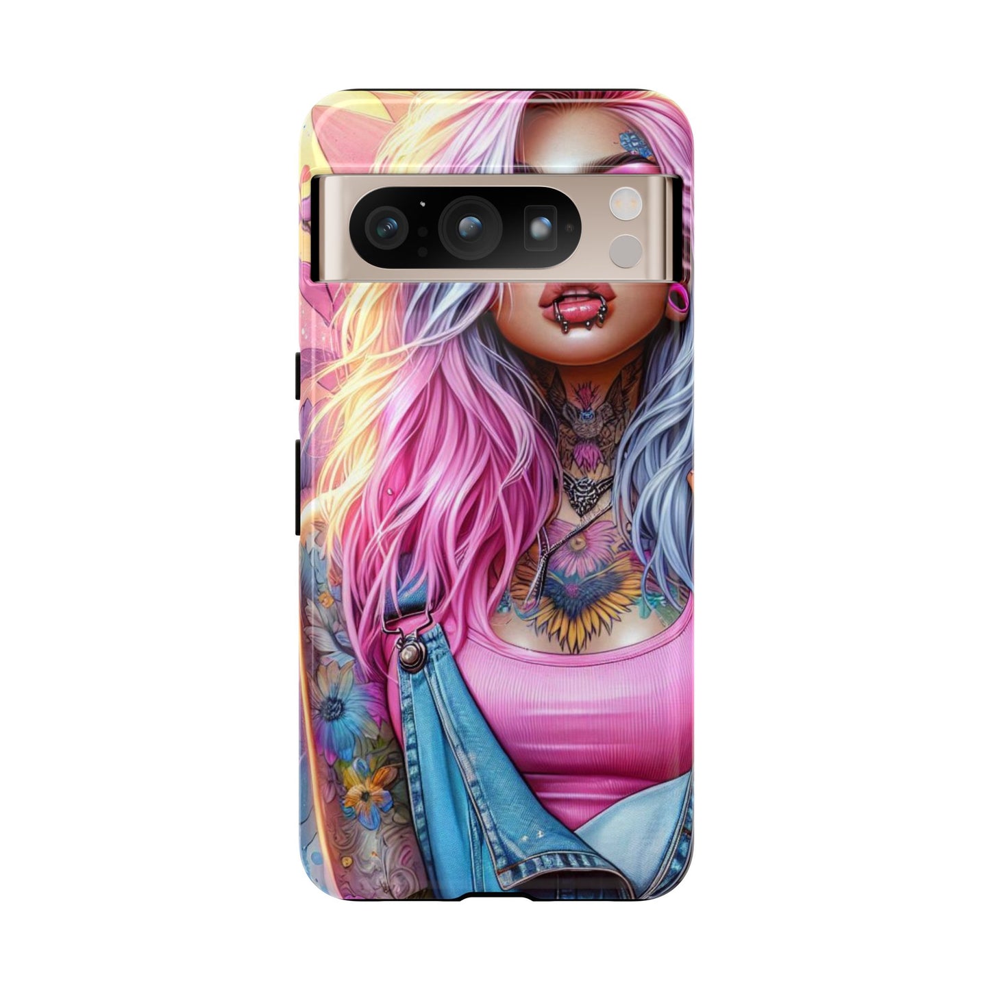 Sunset Glow – Pastel Punk & Floral Ink Mobile Cover