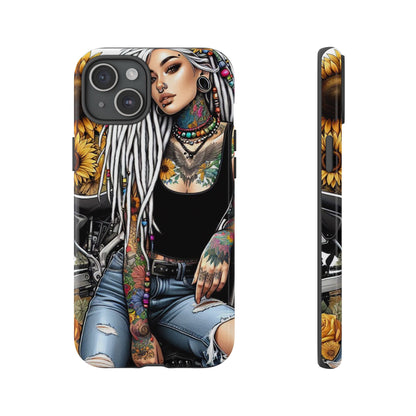 Sunflower Biker Queen – Bohemian Tattooed Rebel Mobile Cover