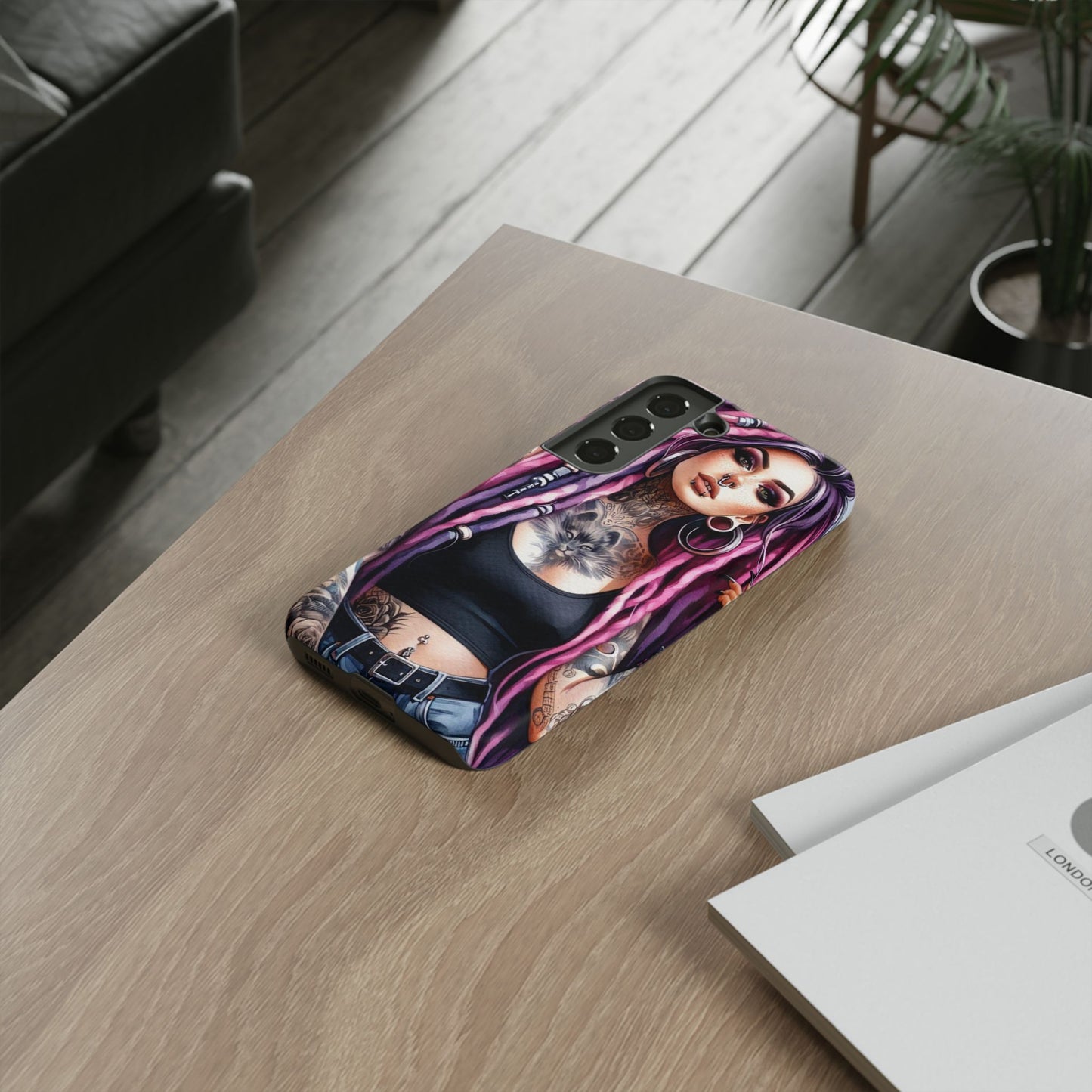 Tattooed Rebel – Gothic Cat Spirit Mobile Cover