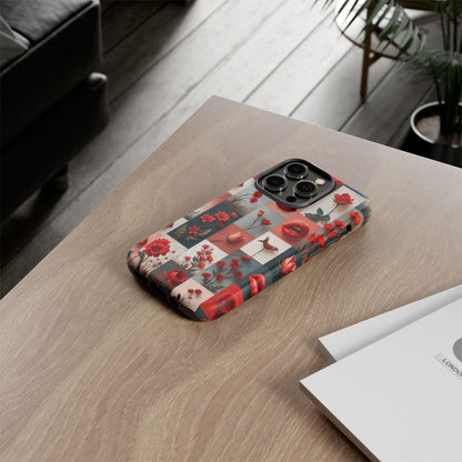 Red Flowers & Lips Collage Phone Case