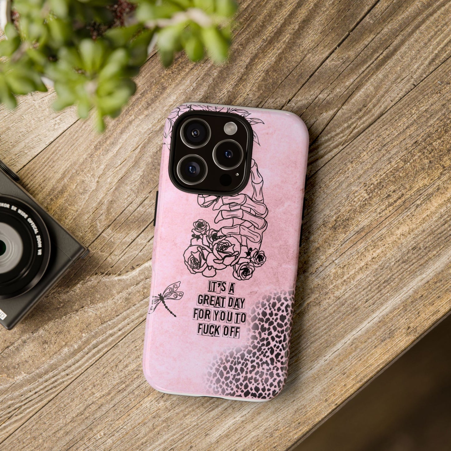 It's a Great Day For You To Fuck Off Phone Case, Funny & Bold Cover for iPhone, Samsung & Google Pixel, Skeleton Hand Phone Case,