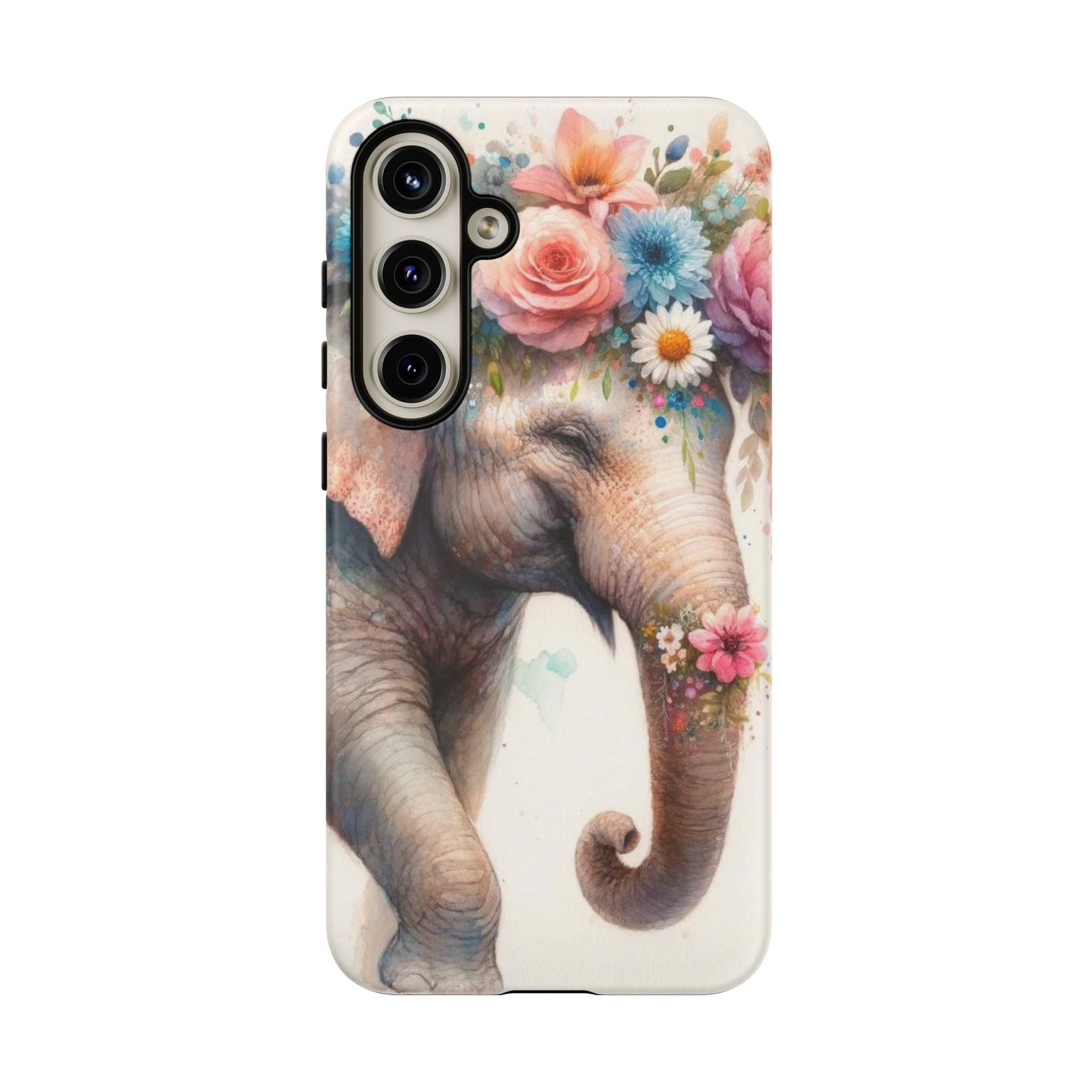 Joyful Floral Elephant Mobile Cover – Whimsical Watercolor Art