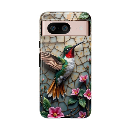 Vivid Hummingbird with Blossoming Branches | Artistic Mosaic Style