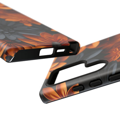 Orange & Black 3D Floral Mobile Case