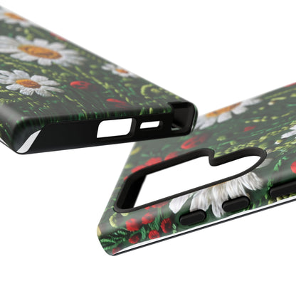 Knitted Pattern With Diamonds And Festive Motifs On Navy phone case design.